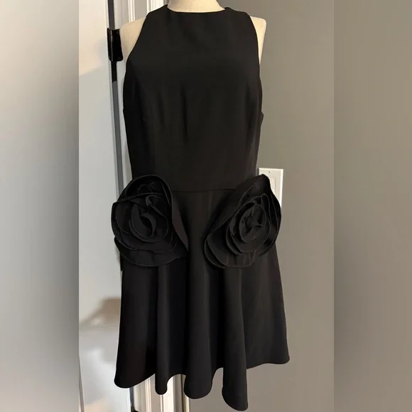 Elliatt Black Jillian Mini Dress with Floral Flowers Accent Large Retail $250 - Picture 4 of 9